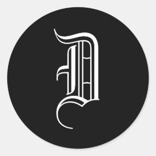 Sticker Rond Monogramme Invitation Sceau "D" Ancien style angla