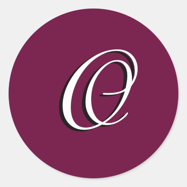 Sticker Rond Monogramme Invitation Sceau "O" Vin personnalisabl (Devant)