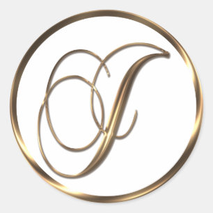 Sticker Rond Monogramme J Faux Bronze