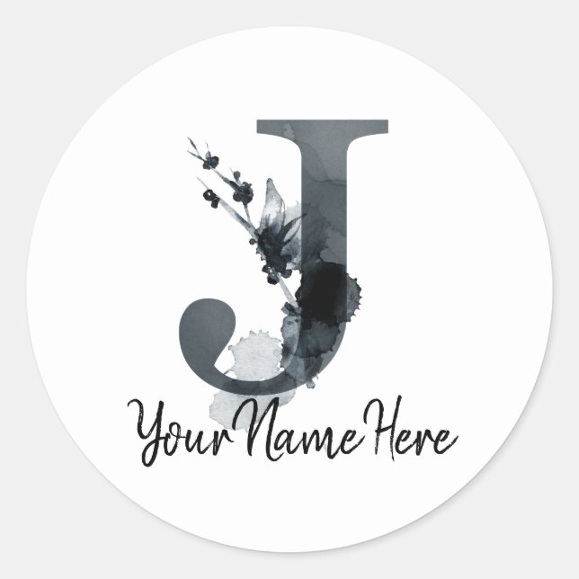 Sticker Rond Monogramme J Herbe foncée Folithe (Devant)