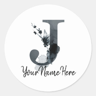 Sticker Rond Monogramme J Herbe foncée Folithe