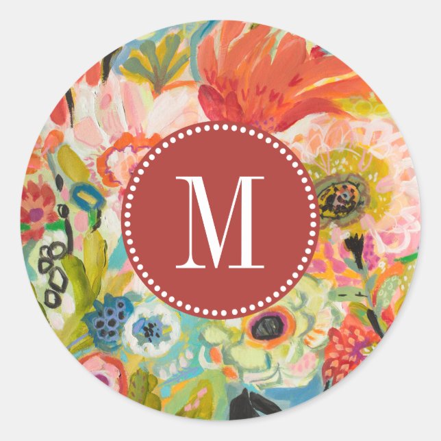 Sticker Rond Monogramme | Jardin secret Floral III (Devant)