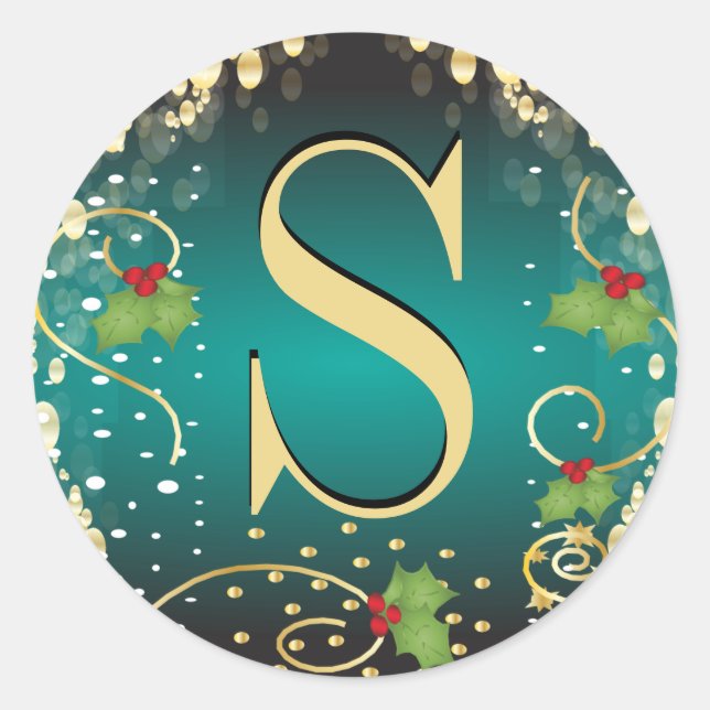 Sticker Rond Monogramme Joy Seals de Noël (Devant)