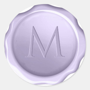 Sticker Rond Monogramme Lavande Cire Cachet Initial Violet Embo