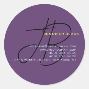 Sticker Rond Monogramme Lettres initiales Indigo minimaliste mo