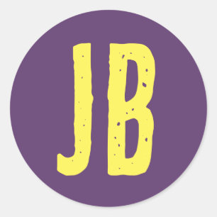 Sticker Rond Monogramme Lettres initiales Indigo Yellow Minimal