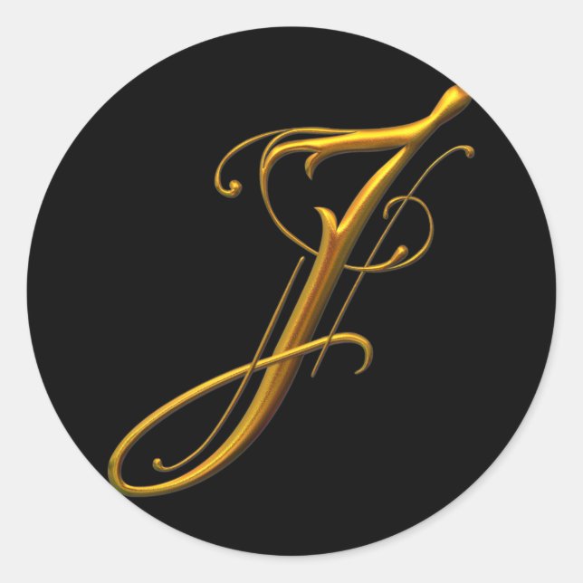 Sticker Rond monogramme Liquid Gold J (Devant)