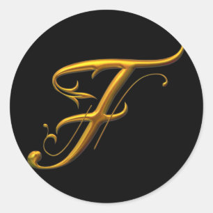 Sticker Rond monogramme Liquide Gold F