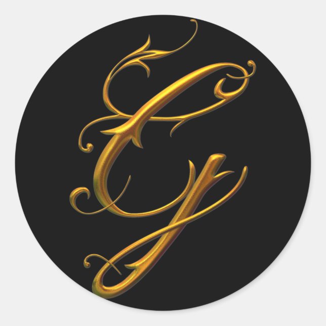Sticker Rond monogramme Liquide Gold G (Devant)