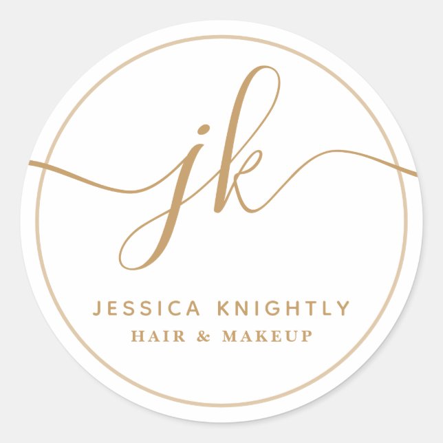 Sticker Rond Monogramme Logo personnalisé Business Gold (Devant)