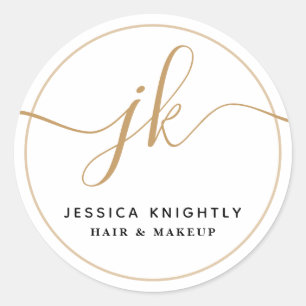 Sticker Rond Monogramme Logo personnalisé Business Gold