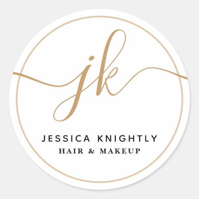 Sticker Rond Monogramme Logo personnalisé Business Gold (Devant)