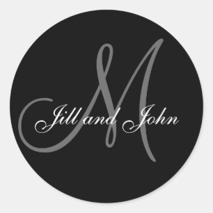 Sticker Rond Monogramme M Mariage Mariée Salle Date Sceau