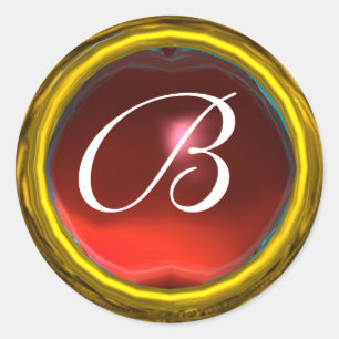 Sticker Rond MONOGRAMME MAGIQUE RUBY jaune vif rouge vif