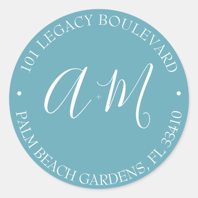 Sticker Rond Monogramme Mariage Adresse de retour Classic Round (Devant)