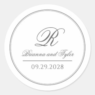 Sticker Rond Monogramme Mariage classique simple