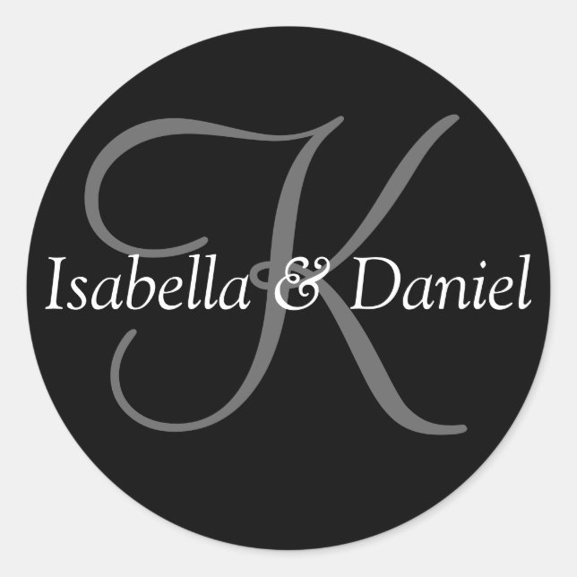 Sticker Rond Monogramme Mariage de mariée élégant personnalisab (Devant)