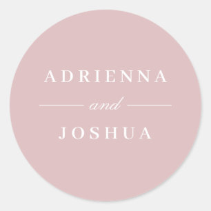 Sticker Rond Monogramme Mariage Dusty Rose minimaliste