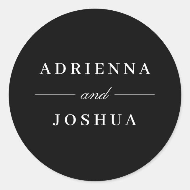 Sticker Rond Monogramme Mariage noir blanc (Devant)