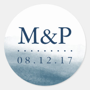Sticker Rond Monogramme Mariage Ocean Tides