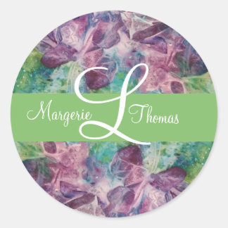Sticker Rond Monogramme Mariage papillon - Enveloppe initiale -