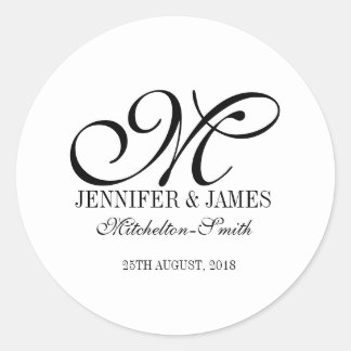 Sticker Rond Monogramme mariage simple n'importe quel autocolla