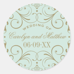 Sticker Rond Monogramme Mariage vintage Mint Antique