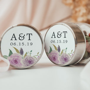 Sticker Rond Monogramme Mariage Violet & Sage