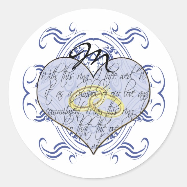 Sticker Rond Monogramme Mariage Vow Heart (Devant)