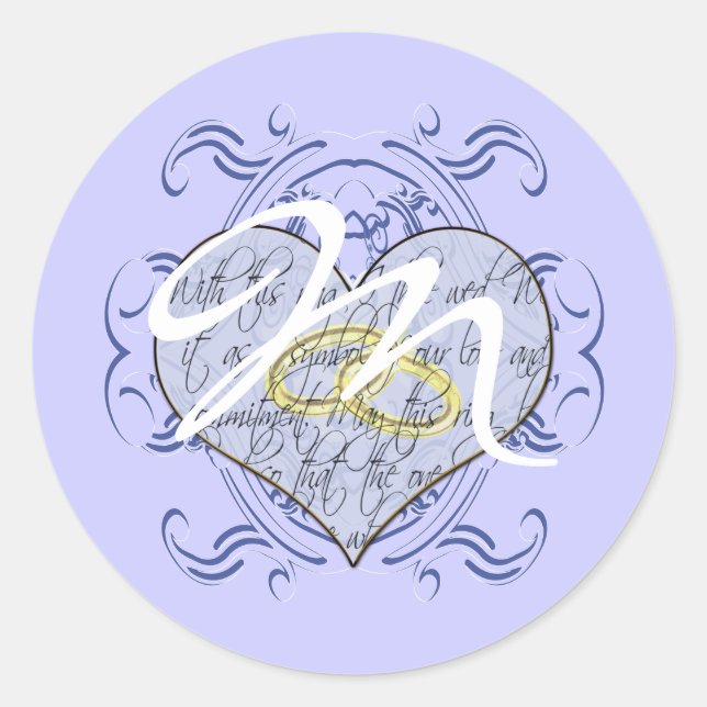 Sticker Rond Monogramme Mariage Vow Heart (Devant)