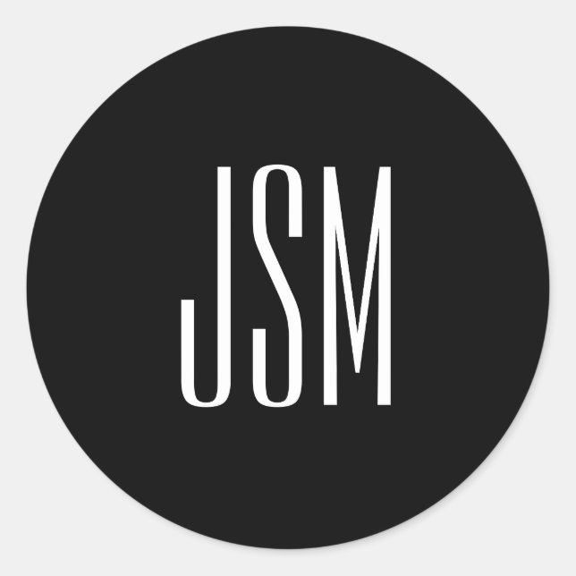 Sticker Rond Monogramme, marque ou nom commercial | Noir & Blan (Devant)