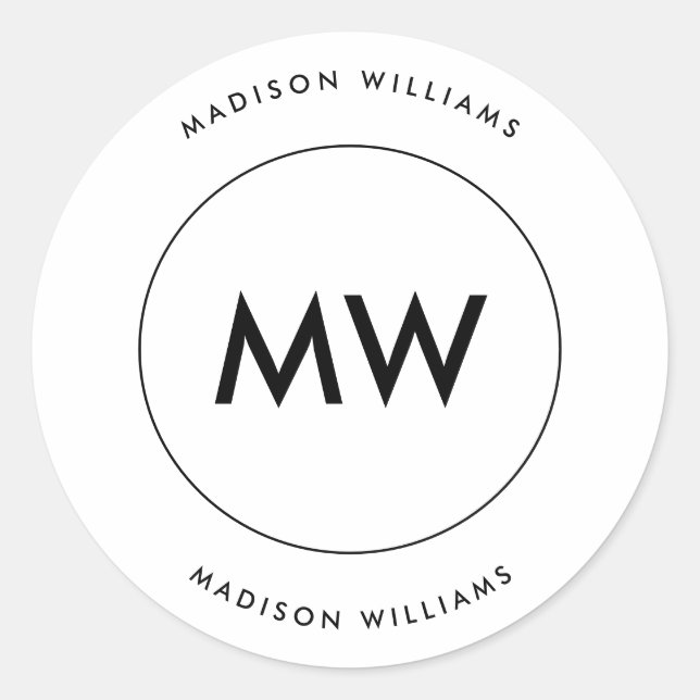 Sticker Rond Monogramme minimal du client (Devant)