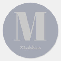 Monogramme minimal moderne Nom gris initial