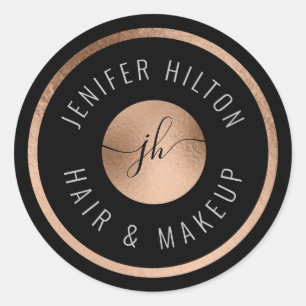 Sticker Rond Monogramme minimaliste de cercle d'or rose