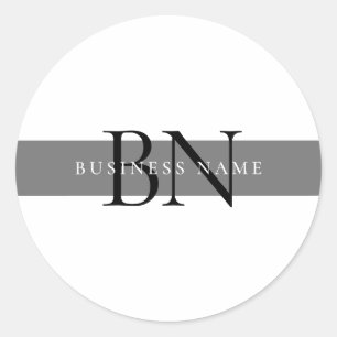 Sticker Rond Monogramme minimaliste moderne gris noir professio