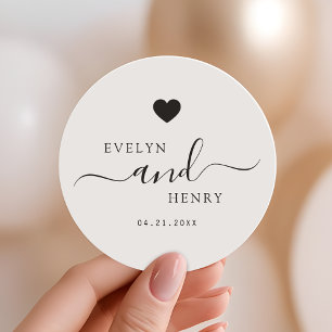 Sticker Rond Monogramme minimaliste moderne Mariage de script n