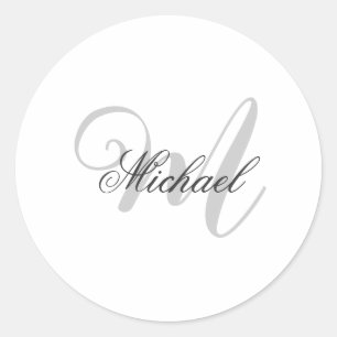 Sticker Rond Monogramme minimaliste Plain moderne