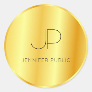 Sticker Rond Monogramme Modèle tendance Faux Gold Look
