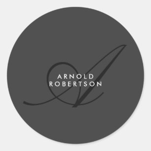 Sticker Rond Monogramme moderne gris clair tendance