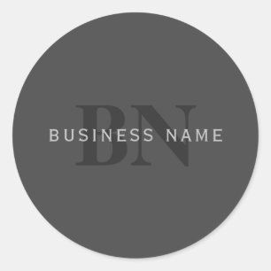 Sticker Rond Monogramme moderne gris foncé modifiable Modèle de