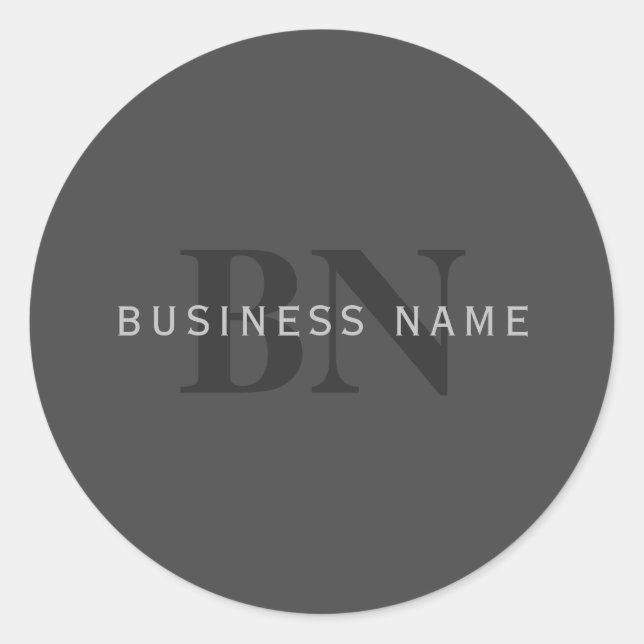 Sticker Rond Monogramme moderne gris foncé modifiable Modèle de (Devant)
