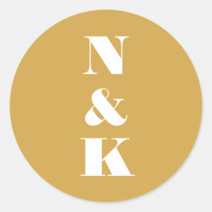 Sticker Rond Monogramme moderne minimaliste Mariage personnalis