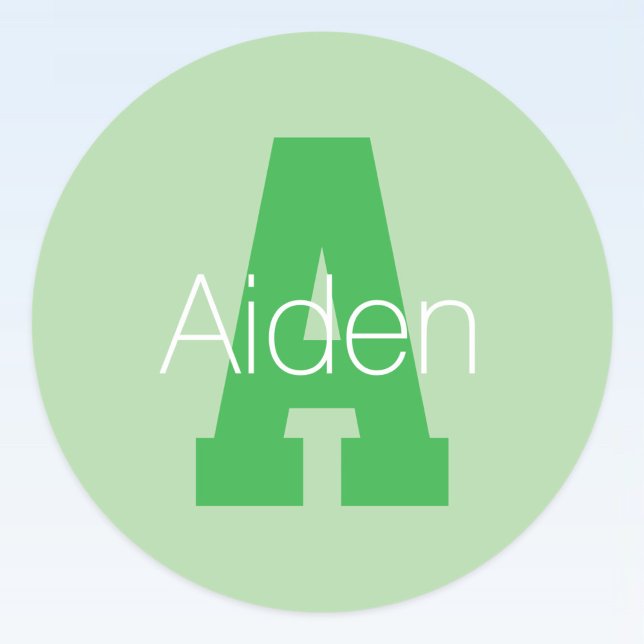 Sticker Rond Monogramme moderne | Pale & Kelly Green (Créateur téléchargé)