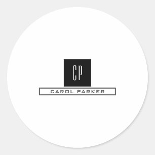 Sticker Rond Monogramme moderne Professional Plain Nom simple