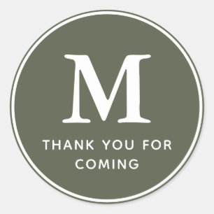 Sticker Rond Monogramme Moderne Simple Chic Merci d'être venu
