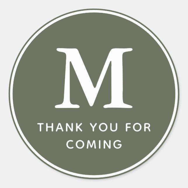 Sticker Rond Monogramme Moderne Simple Chic Merci d'être venu (Devant)