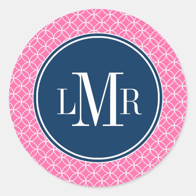 Sticker Rond Monogramme Motif des cercles de treillis (Devant)