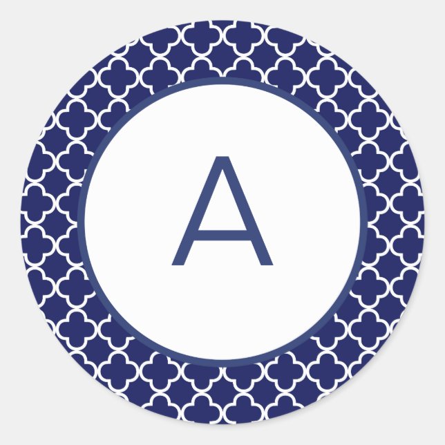 Sticker Rond Monogramme Motif Quatrefoil (Devant)