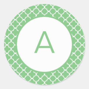 Sticker Rond Monogramme Motif Quatrefoil
