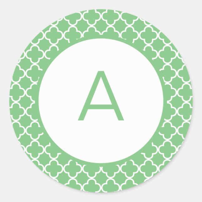 Sticker Rond Monogramme Motif Quatrefoil (Devant)